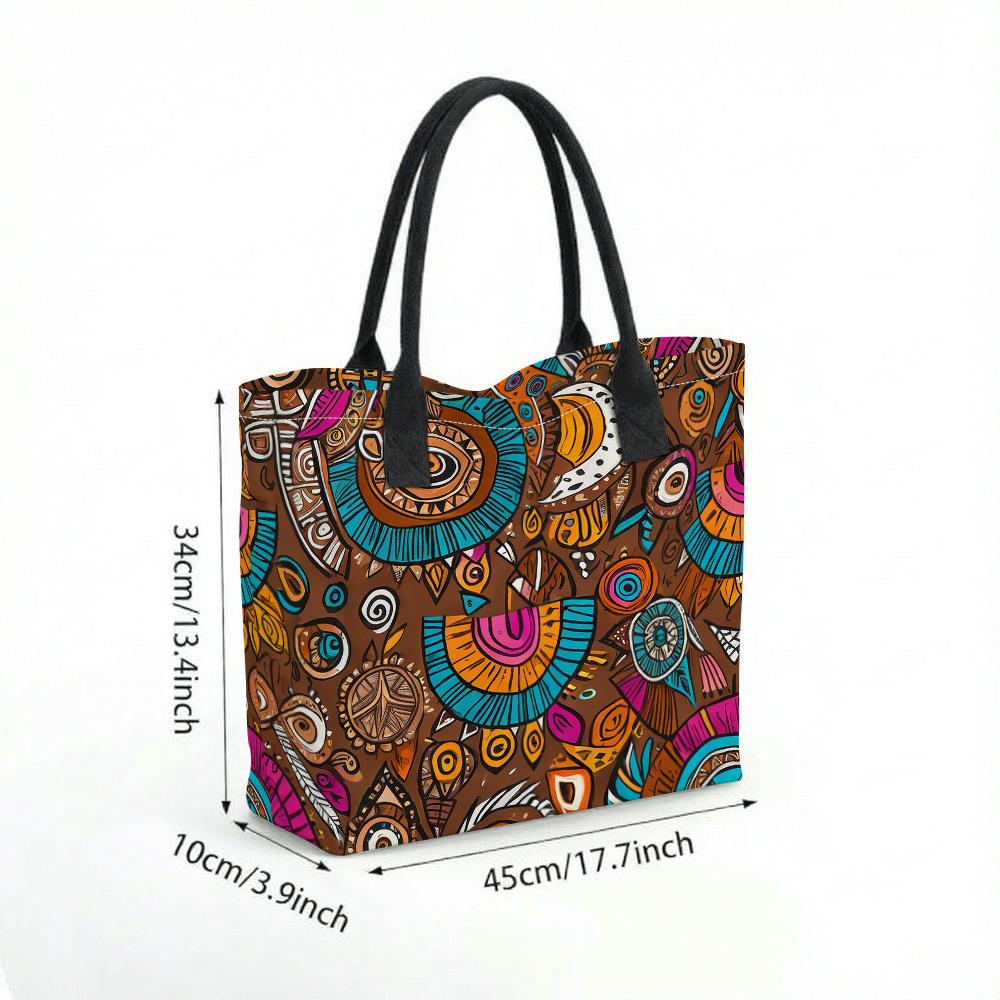  Bohemian Pattern Tote Bag Large Shoulder Handbag for Daily Use 