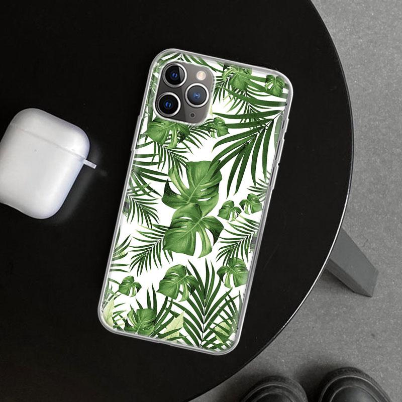 Summer Tropical Plants Green Leaf Phone Case Cover for iPhone 11 12 13 Mini 14 15 Plus 16 Pro Max 17 Air 7 8 + SE Art Customized