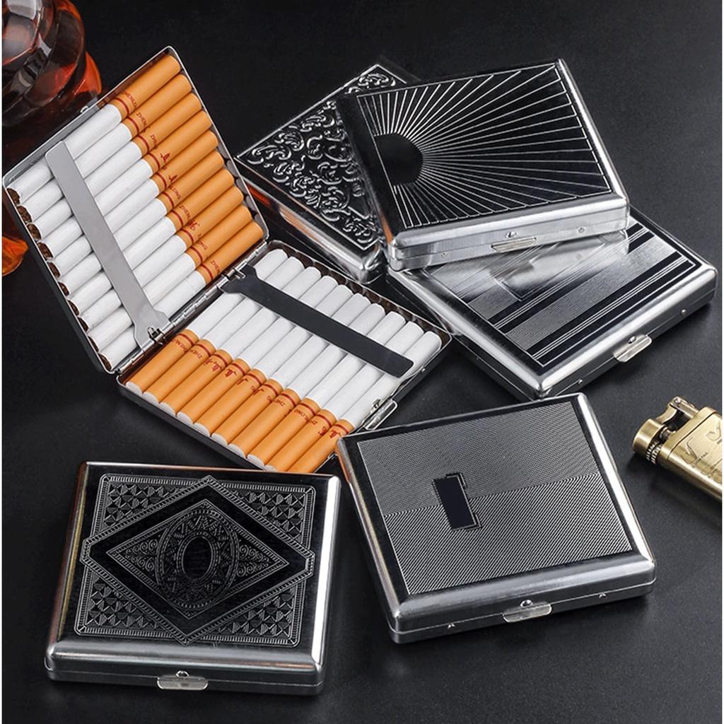 20PCS Metal Cigarette Box Stainless Steel Embossed Portable Cigarette Case Personalized Fashionable Storage Box Smoking Tool