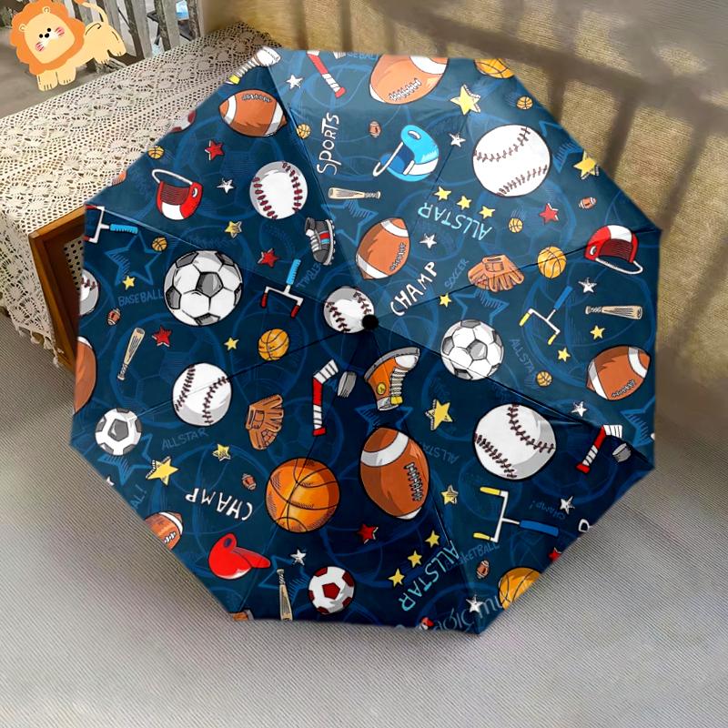 1 PC Automatic Folding Umbrella - Football Pattern, Portable & Foldable Design with 8 Ribs, Christmas Birthday Gifts