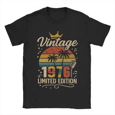 Camisetas para Hombre Vintage 1976 Edición Limitada Casual 100% Algodón Camiseta Manga Corta Camiseta Cuello Redondo Ropa Nueva Llegada