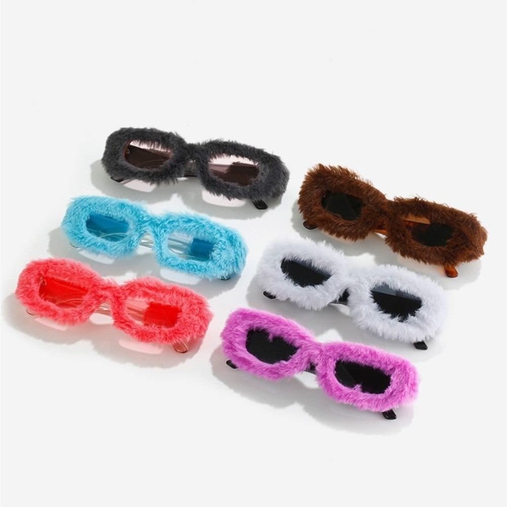 Fashion Retro Sunglasses Furry Soft Party Sunglasses Velvet Uv400 Punk Sunglasses Winter Christmas Halloween Party