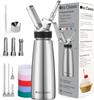 Klassischer 304 Edelstahl Sahnespender, 500ml/ 3 Dekortüllen 4 Injektorspitzen und 6 farbige Griffe