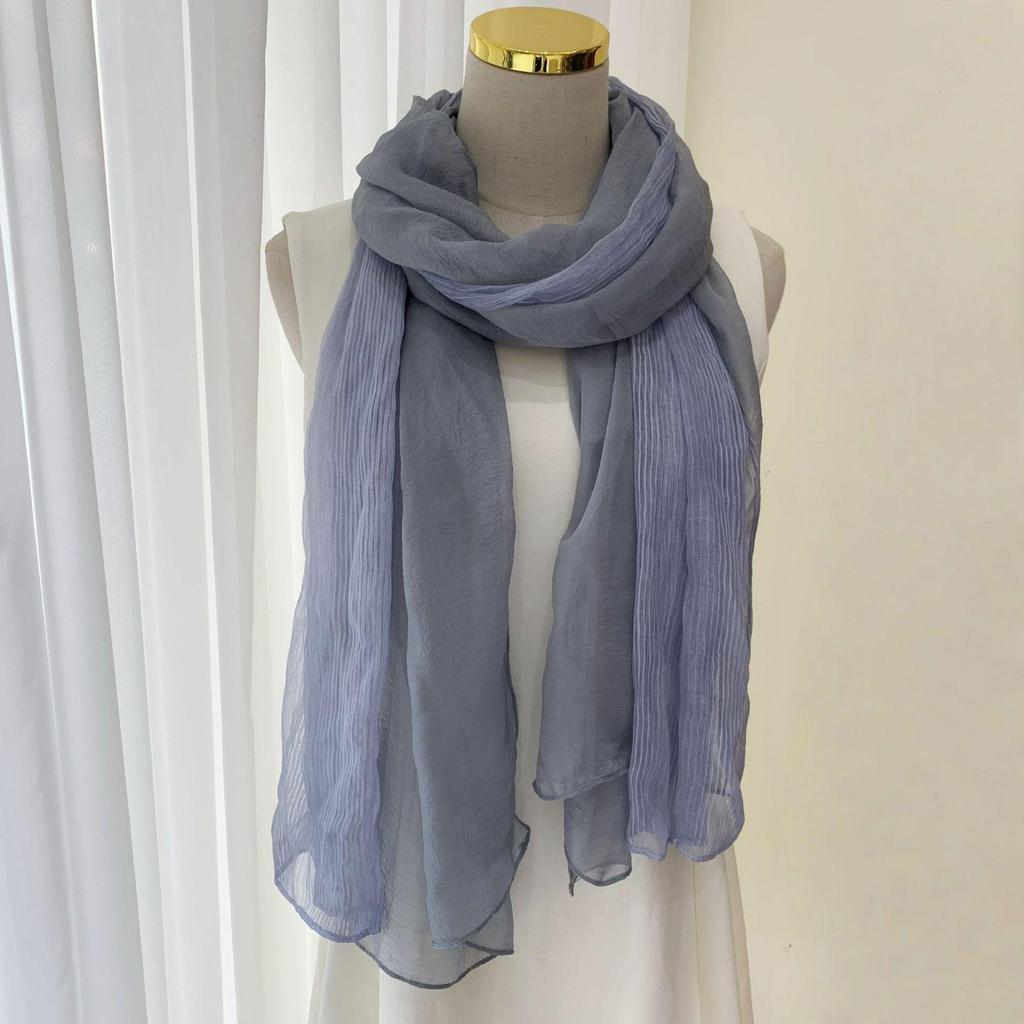 Atmungsaktiver Seidenschal im koreanischen Stil - Gestreifte Patchwork & Ethnische Gaze-Schal für Frühling & Herbst