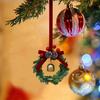 Christmas Bell Wreath Hanging Ornament Mini PVC Garland with Red Bow Xmas Tree Decor Window Display Festive Decor