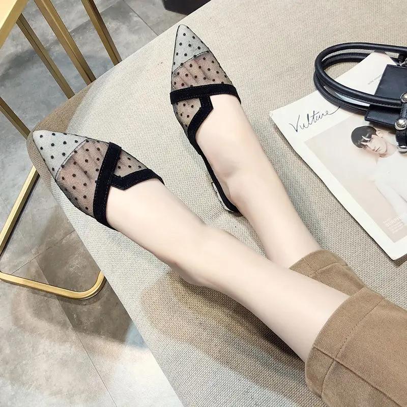 Fashion Mesh Woman Slippers Polka Dots Shoes for Women Korea Style Stylish Slides Top Designs H Sandal Summer Footwear 39 Casual Sandals