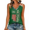 Women V Neck Casual Sleeveless Top with Independence Day Print Loose Fit Pullover Tank for Summer Daily Wear