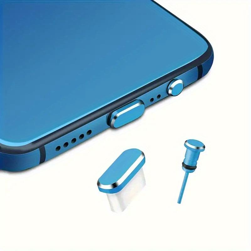 1pc Colorful Metal Anti-Dust Plug for Type-C Charging Port & 1pc 3.5mm Earphone Jack Dust Plug