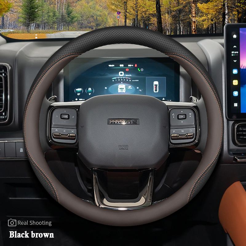 High Leather Braid on Car Steering Wheel Cover Wrap for Haval H9 2015 2016 2017 2018      2024 2025 Stylling