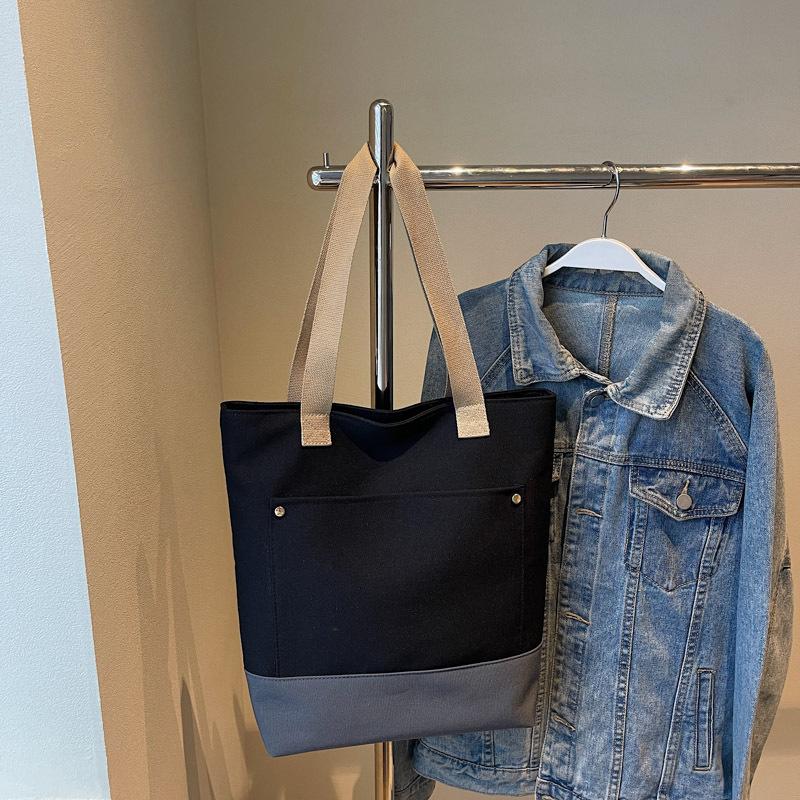 Women's Bag 2025 New Korean Version Single Shoulder Ins Canvas Bag Fashionable Simple Large Capacity Women's Portable Tote Bag