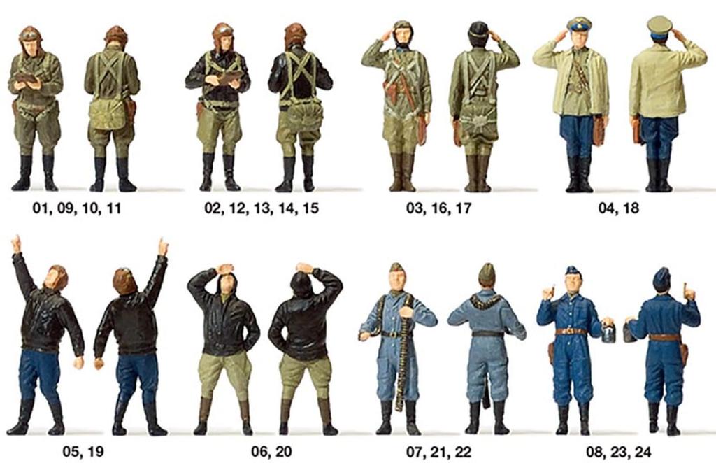 Preiser Scale Soviet Pilot Ground Crew Plastic Model Kit GP72543 1/72 & (6 Figures) 1941-45 (Personnel)