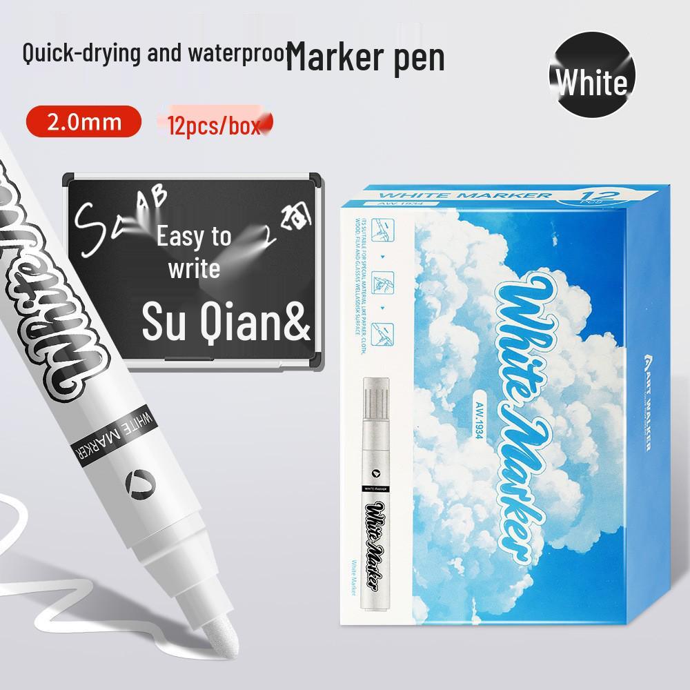 

White Oil-Based Permanent Marker: Non-Fading, Large Tip for Hardware