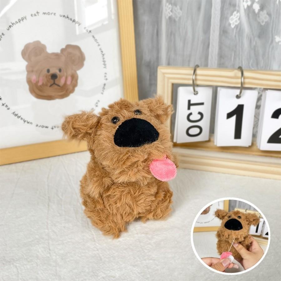 

Creative Plush Dog Pull Tongue Keychain Cute Animal Pendant Soft Toy For Gifts коричневый