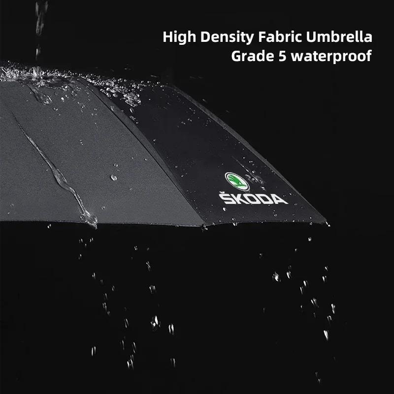 NYDM6 Portable Folding Automatic Umbrella Rain Car Large Business 3Folding Umbrellas For Skoda Octavia MK2 MK 2 3 Fabia Karoq Superb