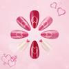 24 Pcs Pink Heart Artificial Nail Valentines Day False Nail Lovely Stick on Nail French Press On Nail for Holiday