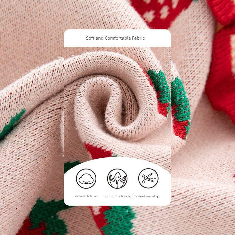 Spring and Autumn Strawberry Girl Round Neck Lace Kids Pure Cotton Cardigan Coat Sweater Baby Girl Single Breasted Knitwear