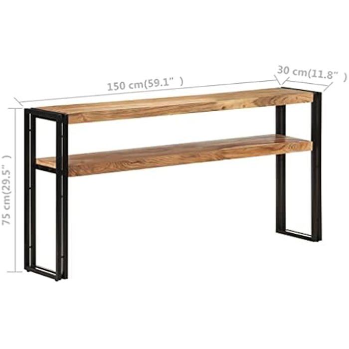Table Console - VIDAXL - 150x30x75 cm - Bois d'acacia massif - Fer enduit de poudre - Classique