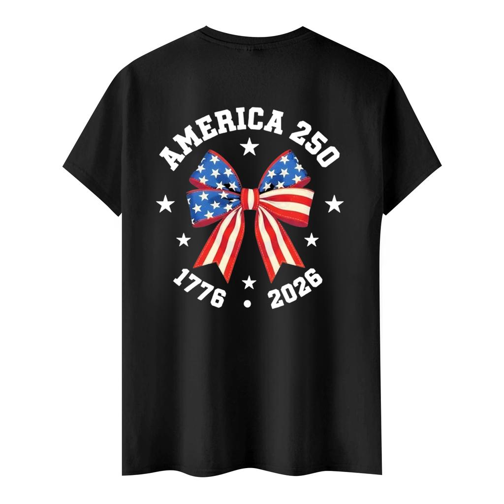 Men's Casual Short Sleeve T-Shirt Crew Neck Letter Print 250th Anniversary Commemorative Graphic Tee 1776 to 2026 Cotton Blend