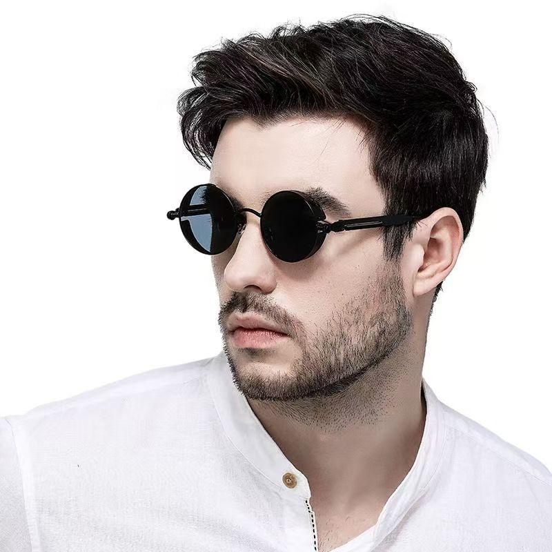 New Men Metal Circular Frame Sunglasses Classic Retro Men's Steampunk Eyeglasses Summer UV Protection Shades UV400 Eyeglass