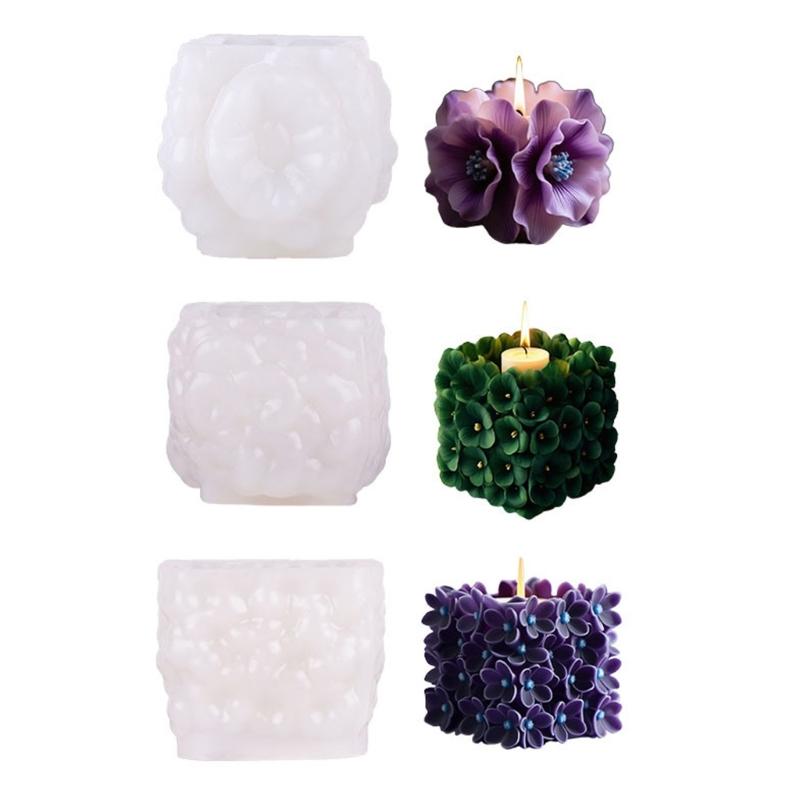 Square Flower Silicone Molds Heat Resistant Easy Demold Multipurpose Silicone Mould for Epoxy Resin Making Candle Soap