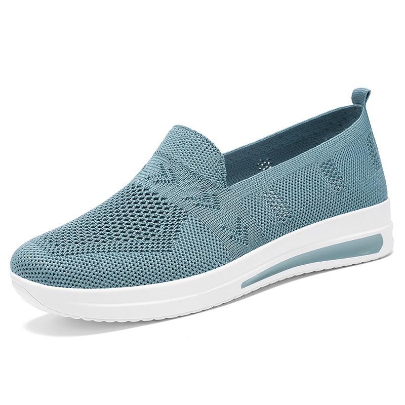 Women's Casual Shoes, Breathable Fly-knit Mesh Slip-on Shoes for Middle-aged and Elderly Mothers, Soft-sole Comfortable Slip-on Shoes.