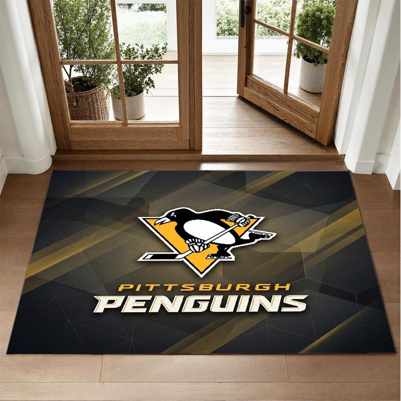 Pittsburgh Penguins Design Crystal Velvet Rug Soft Decorative Mat for Bedroom Entrance