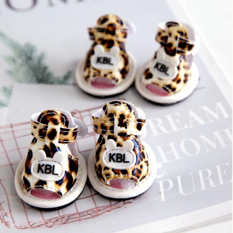 

Обувь с ушками кролика для щенков, собак, домашних животных, чихуахуа, йоркширского терьера, мелких животных, леопардовые кошачьи ботинки, 4 шт./компл., нескользящая обувь, мопс 1