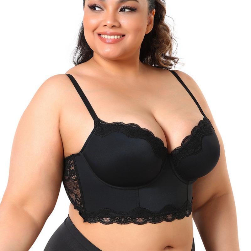 

Новый бюстгальтер большого размера с кружевом, формирующий фигуру, с высокой поддержкой, жилетного типа, с красивой спинкой S чёрный