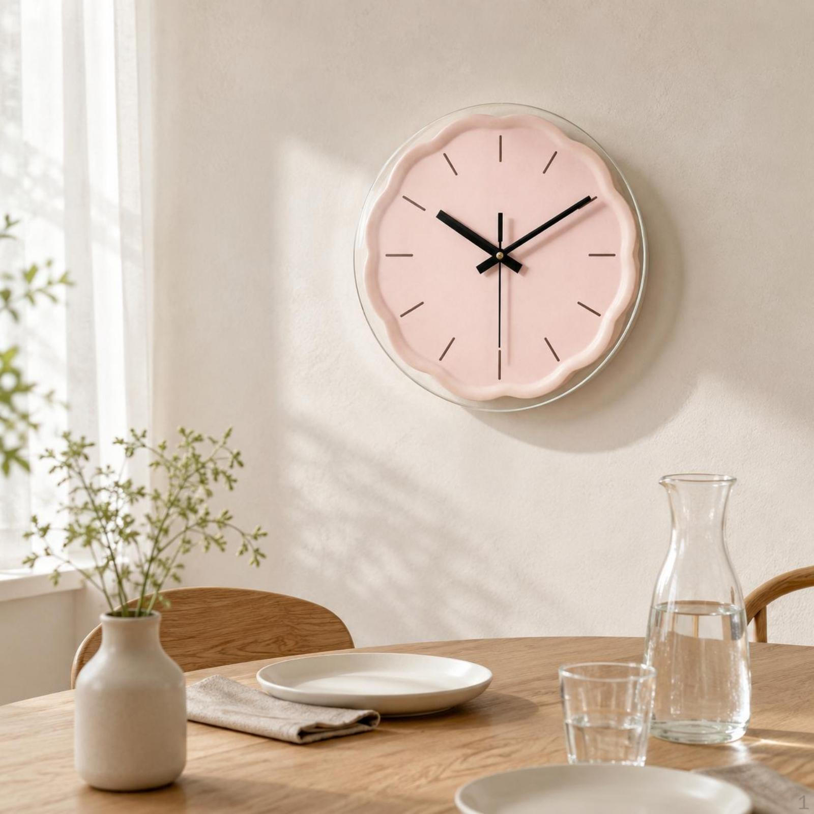 Round Wall Clock Minimalist Silent White Pink 30x30cm Pink 30x30cm