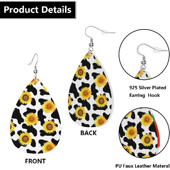 MIOAOSRT Earrings for Women,Leather Earrings Dangle Lightweight Teardrop Earrings Jewelry for Women