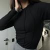 2024 Rané jaro Nové korejské jednobarevné spodní tričko Kulatý výstřih Slim fit Ležérní Sexy top pro ženy