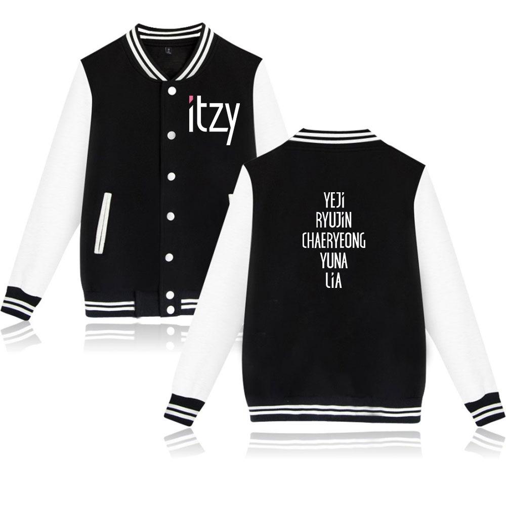 

НОВЫЙ Осенний модный унисекс повседневный кардиган с принтом ITZY KPOP, толстовки для женщин/мужчин, спортивные куртки с капюшоном Rocky S чёрный