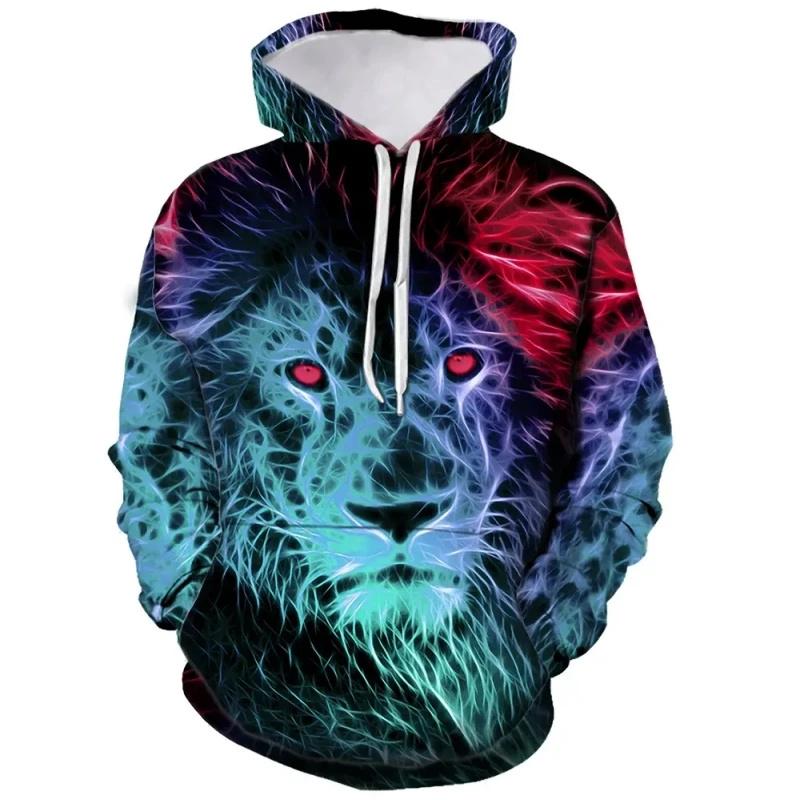3d lion print hoodie women's fashion elegant social streetwear fall long sleeve sweatshirt harajuku loose oversized comfortable