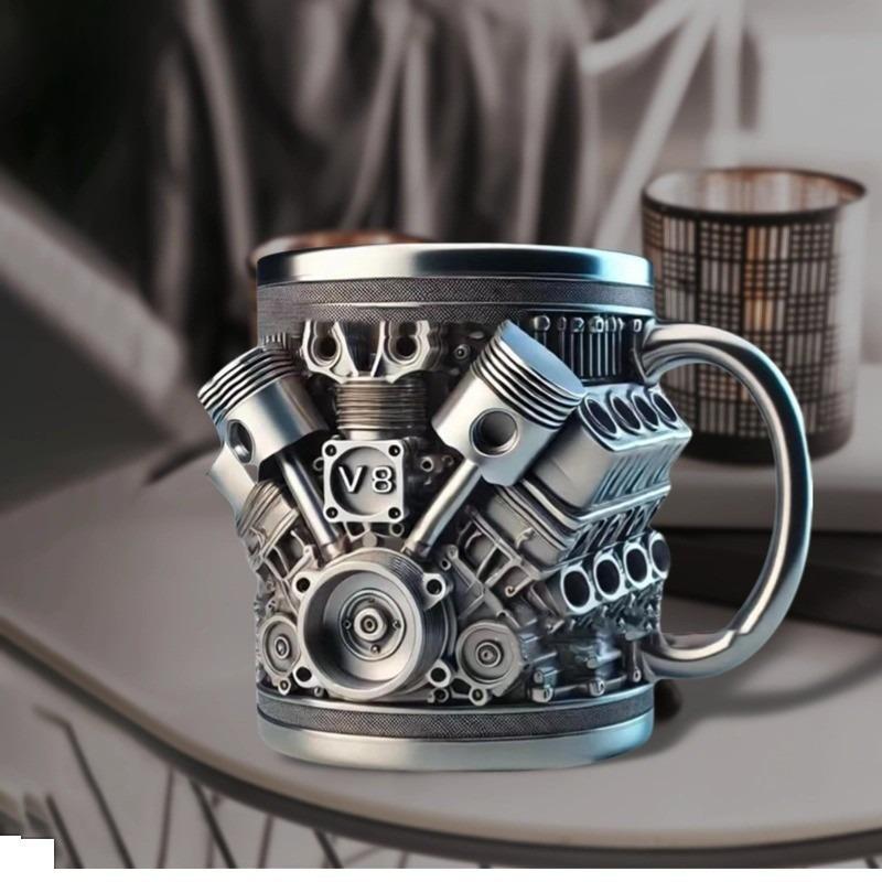 Taza 3D de Acero Inoxidable con Motor V8Taza de Resina con Motor V8