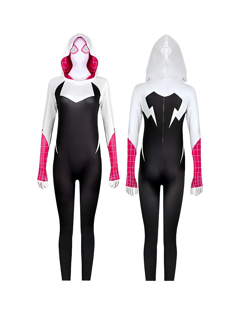 Spider-Verse Gwen Miles Jumpsuit Halloween Cosplay Kostüm Dehnbarer Body für Bühnenauftritt Party