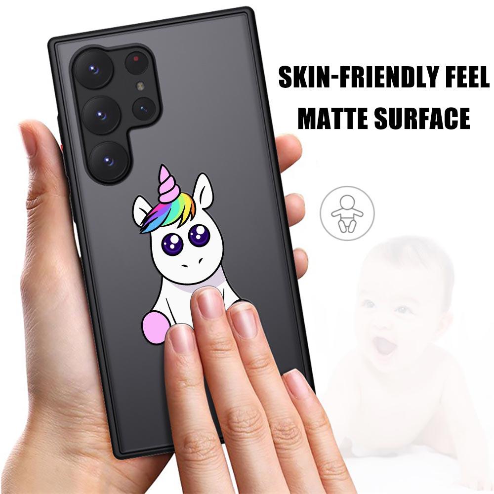 S23 Ultra Case For Samsung Galaxy S23 S22 Ultra S20 S21 FE Plus S10 Lite S24 Phone Case Matte Clear Cover Funny Unicorns Rainbow