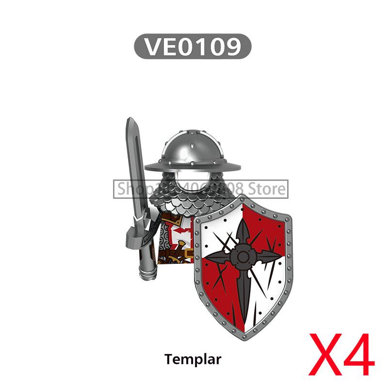 MOC Medieval Military Figures Building Blocks Castle Militia Soldier Dragon Gothic Knight Helmets Swords Shield Bricks Toys N06