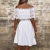 Women's Summer One-Shoulder Off-the-Shoulder Lace Patchwork Dress