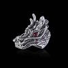 Punk Men Cubic Zirconia Inlaid Carved Dragon Head Finger Ring Party Jewelry Gift