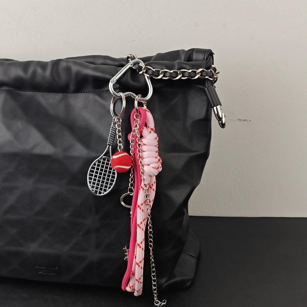 Fashionable Tennis Pendant Of Bag Charms Keychains Y2k Contrast Color Rope Lovers Accessories Birthday Gift Wholesale