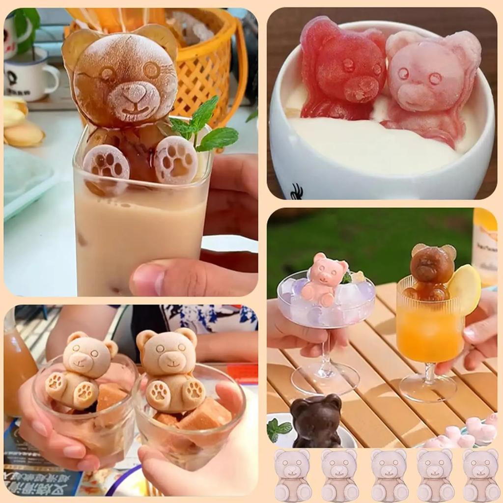 Stampo per Blocchi di Ghiaccio a Forma di Orso Creativo Silicone per Alimenti Scatola per Ghiaccio Domestica Stampo per Ghiaccio a Cartone Animato Operazione di Sformo Facile Viene Fornito con Imbuto