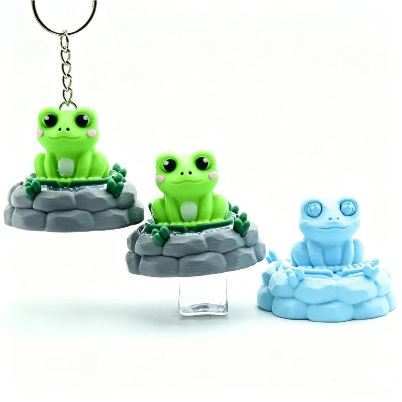 Creative Mini Fidget Keychain Built-in Mechanical Buttons Cute Frog Eagle Chick Broccoli Design for Bag Pendant Party Favors