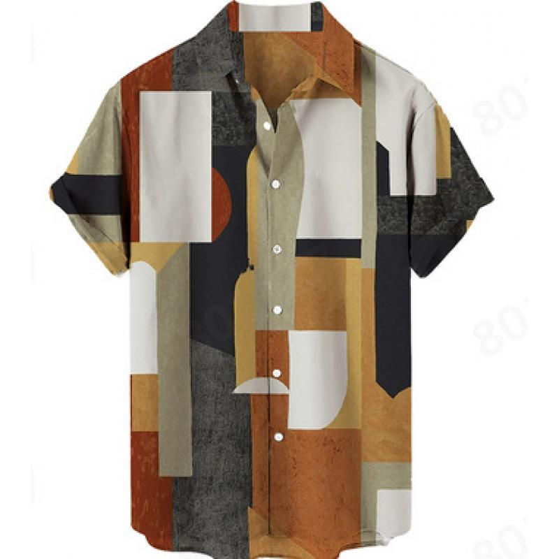 New summer casual hot sale D printing short-sleeved shirt Hawaiian shirt men's vacation seaside source