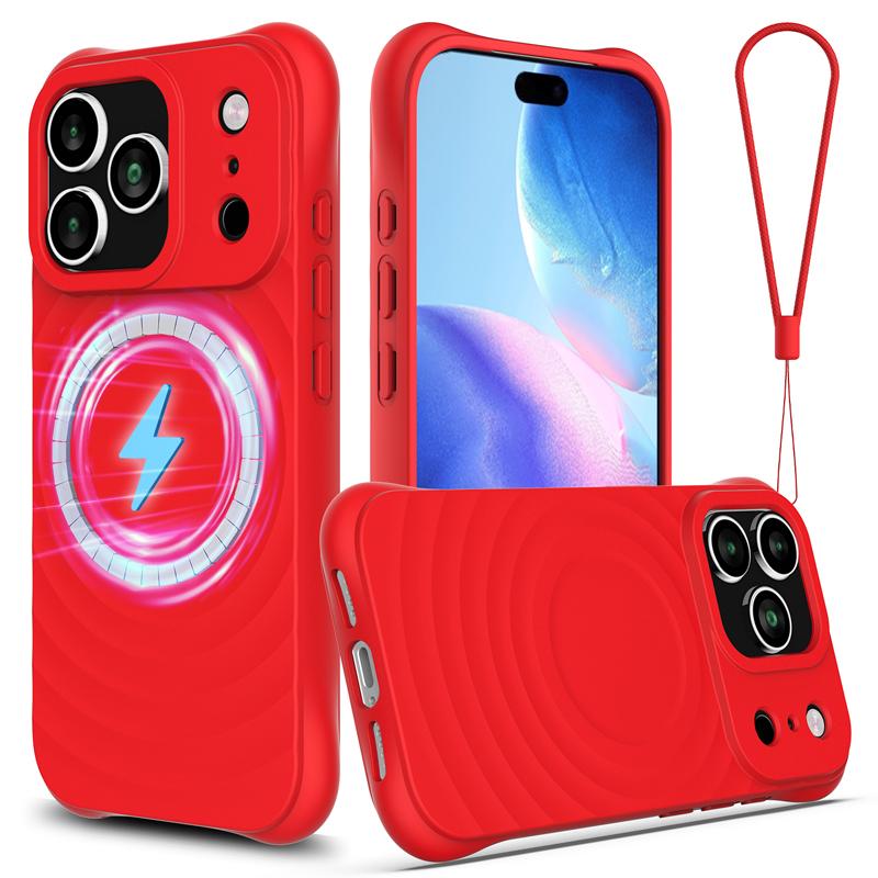 

For iPhone 17 Pro Max,17 Air Case Magnetic Soft TPU Liquid Silicone Strap Cover With Microfiber Lining for iPhone17 iPhone17 Pro Max