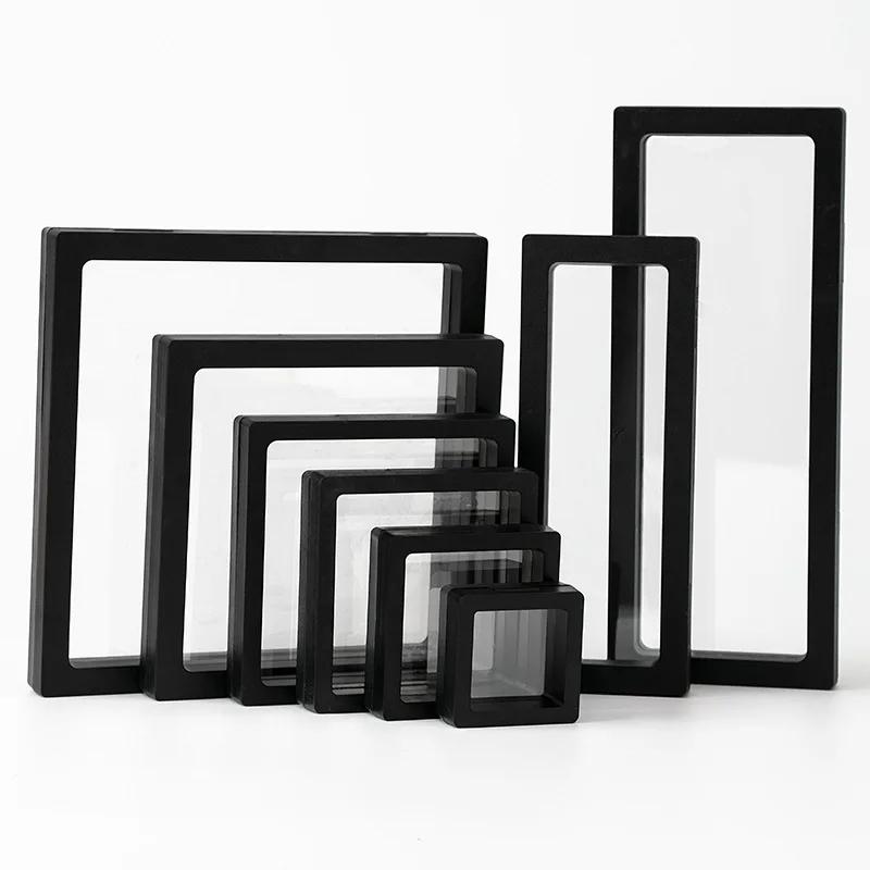 10pcs/set 3D Floating Frame Display Stands Transparent PE Thin Film Floating Display Case Jewelry Storage Box Organizer Boxes 10pcs-5X5x2cm чёрный