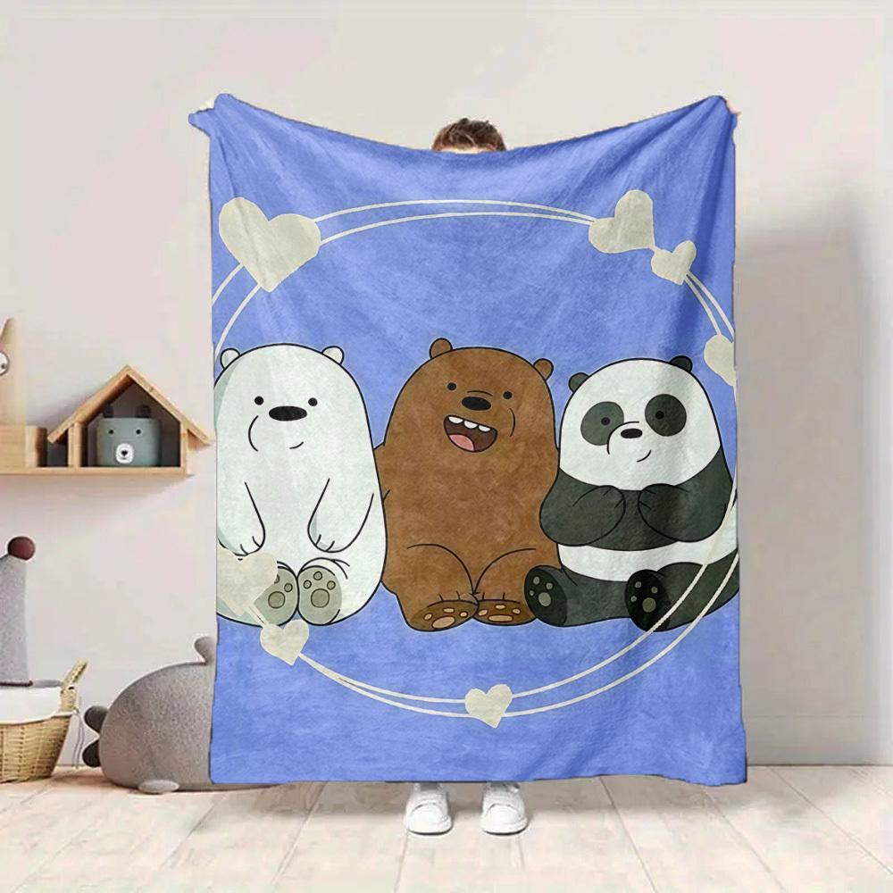 1pc Manta de Franela We Bare Bears Ligera Suave Cálida Manta para Todas las Estaciones para Sofá, Cama, Viaje,L1028148
