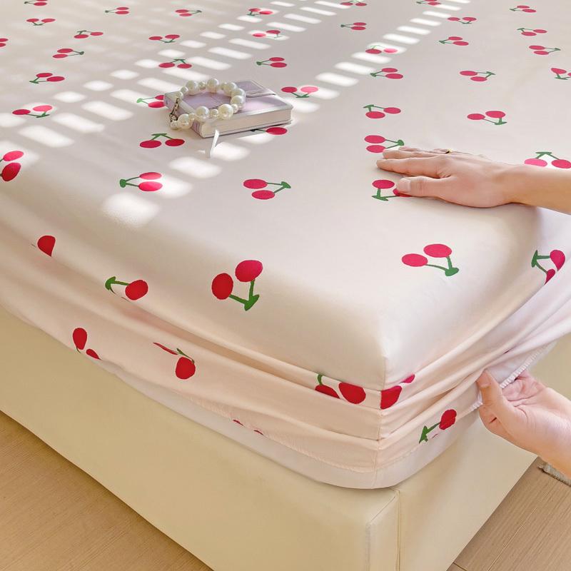 2025 New Cherry Fitted Sheet Skin-friendly Aloe Vera Cotton Washed Cotton Bed Sheet For Girls