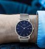 Simple Stylish Brand Popular Ultra Thin Lightweight Analog Watch Business Waterproof Quartz Arm Watch Silver Blue [BUREI] Men's Men's -