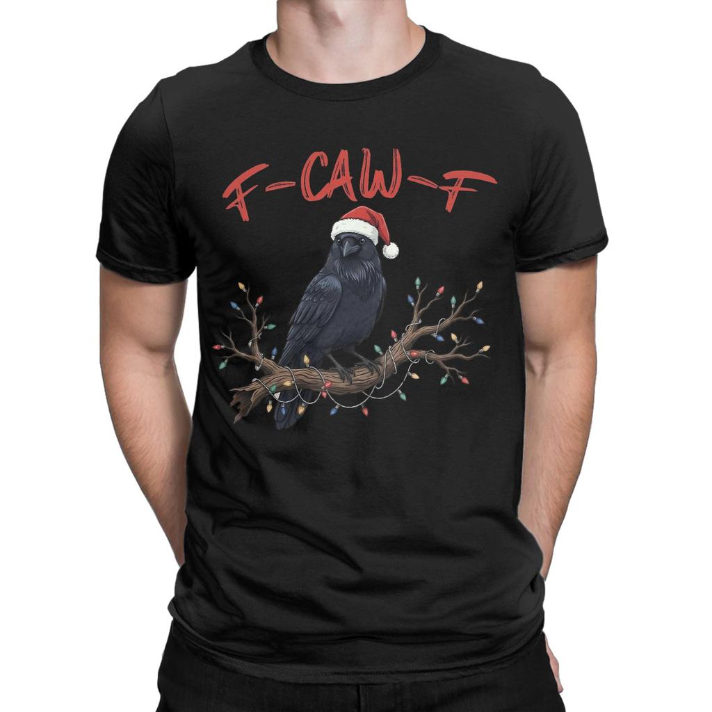Crow F-Caw-F Merry Christmas Men T Shirts  Vintage Tees Short Sleeve O Neck T-Shirt 100% Cotton Graphic Tops