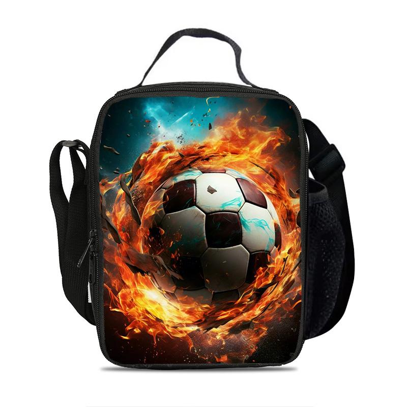 Soccer Ice Pack Insulation New Style Sports Style Youth Football Print Best Partner for Male and Female Students Going To School